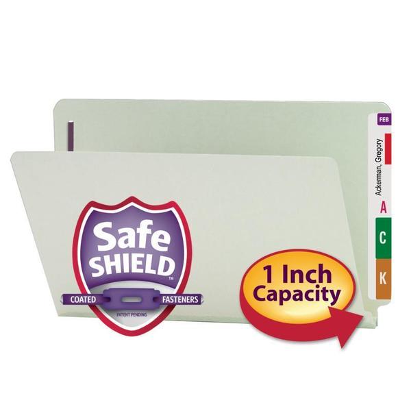 Smead Pressboard Folders, Straight Tab, 1" Exp, Lgl, 25/BX, Gray Green PK SMD37705